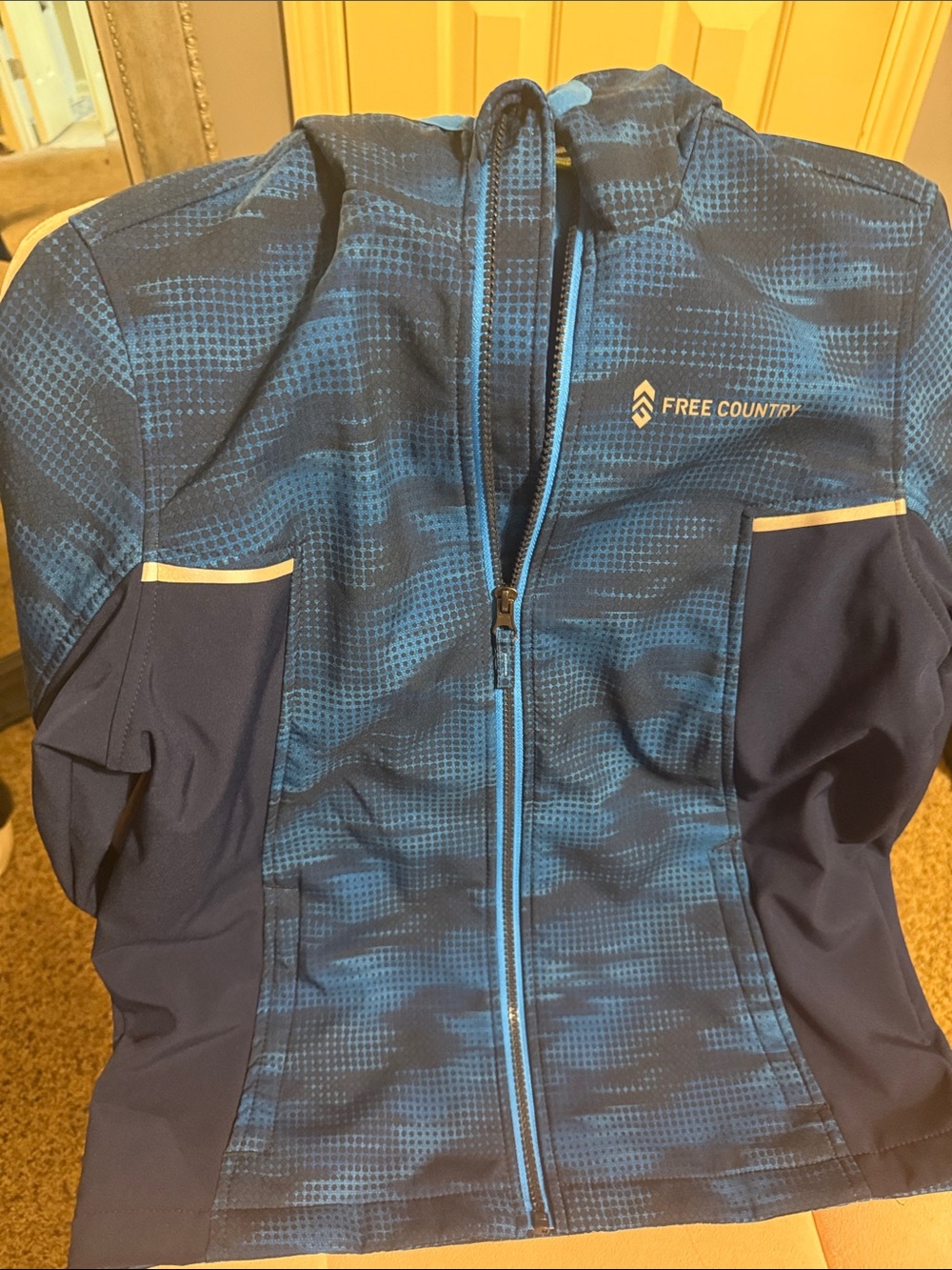 Free Country Navy and Bright Blue Boys Zip Hoodie Jacket - Picture 3 of 3
